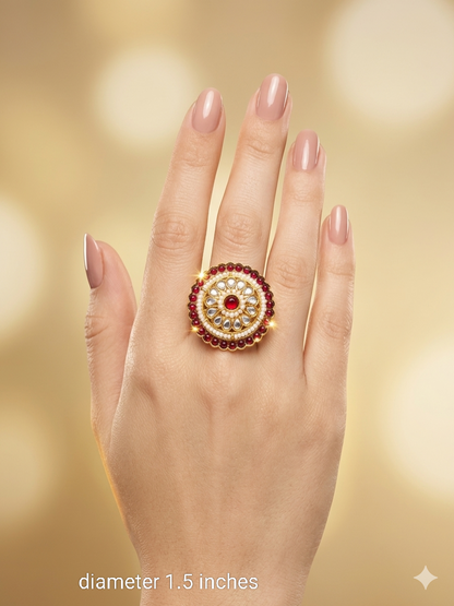 Kundan Adjustable Maira Indian Finger Rings