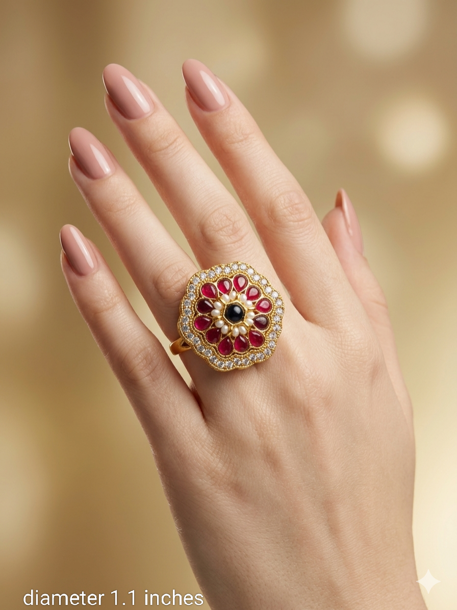 Kundan Adjustable Malati Indian Finger Rings