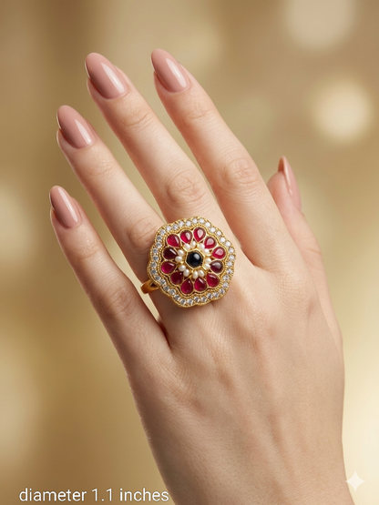 Kundan Adjustable Malati Indian Finger Rings
