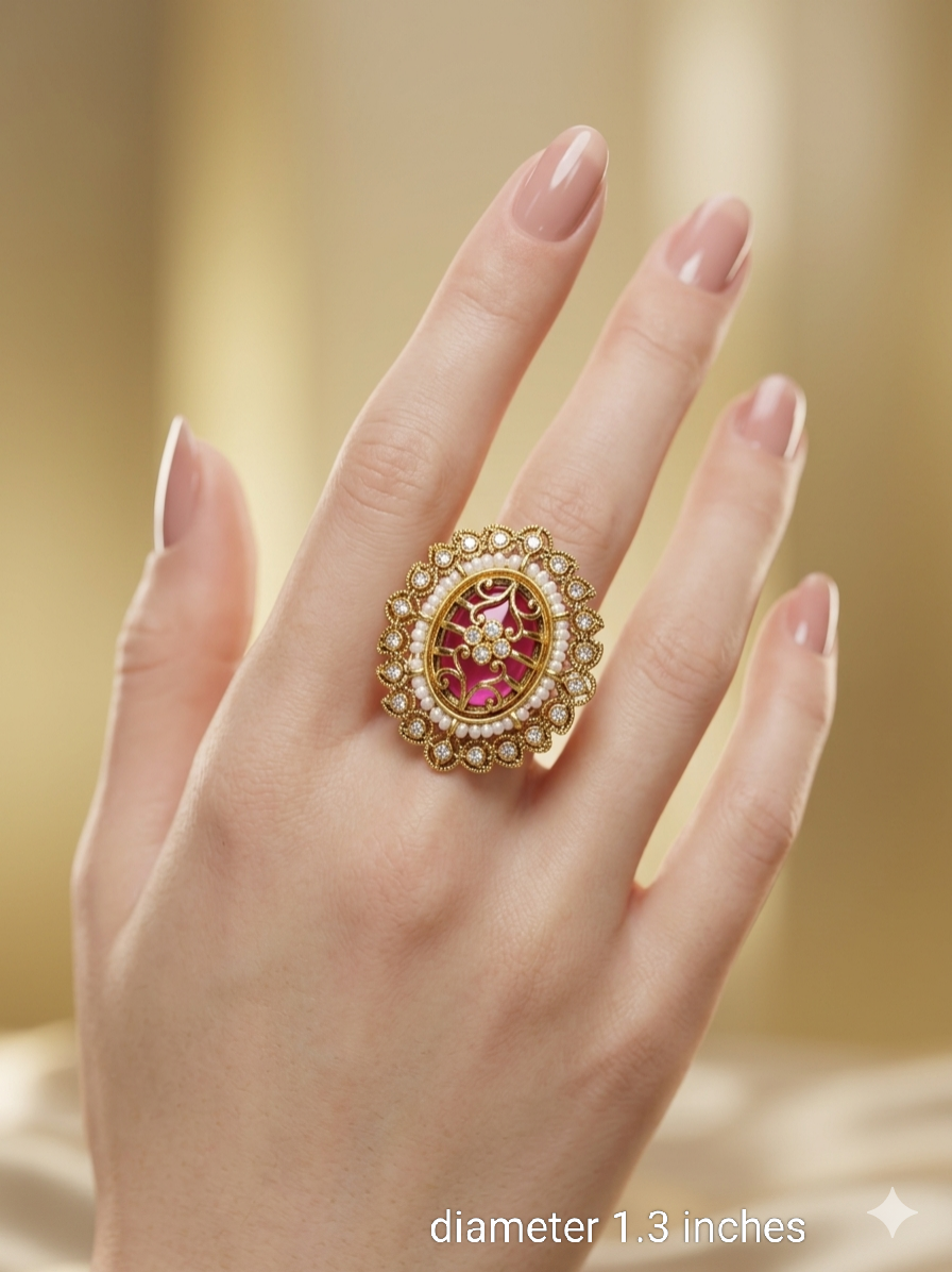 Kundan Adjustable Rafia Indian Finger Rings
