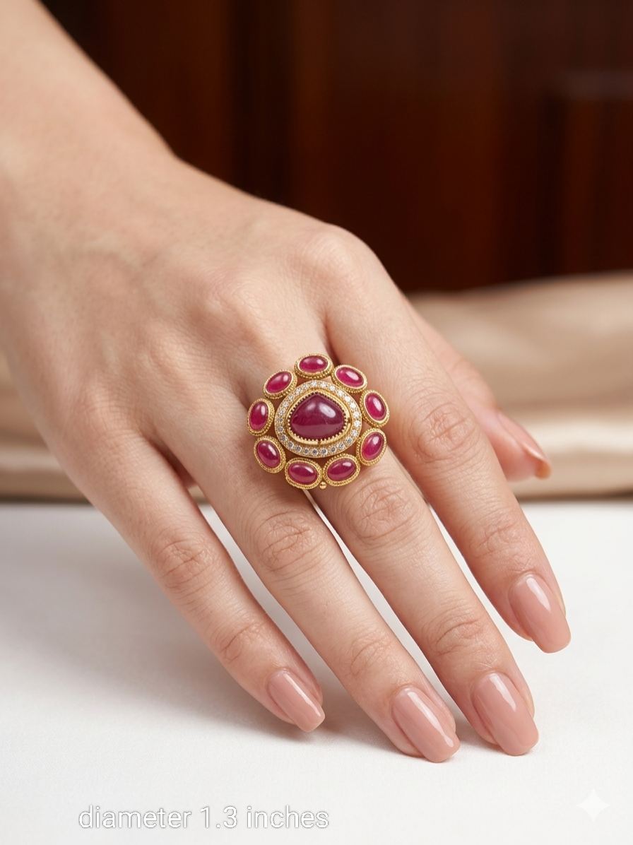 Kundan Adjustable Reeba Indian Finger Rings