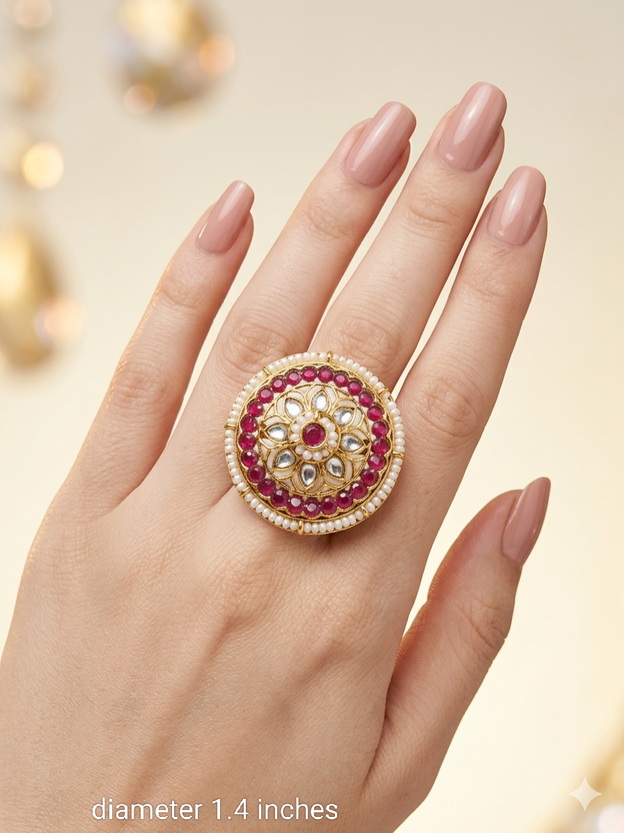 Kundan Adjustable Yasmeen Indian Finger Rings