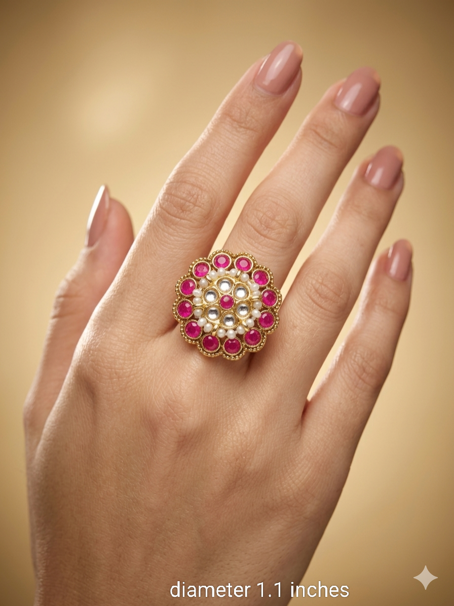 Kundan Adjustable Yasim Indian Finger Rings