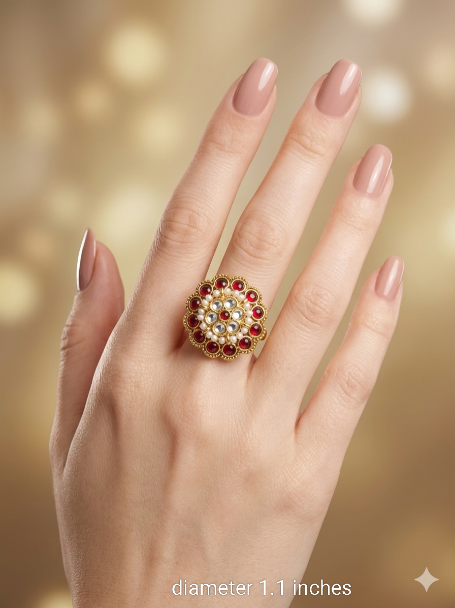 Kundan Adjustable Yasim Indian Finger Rings
