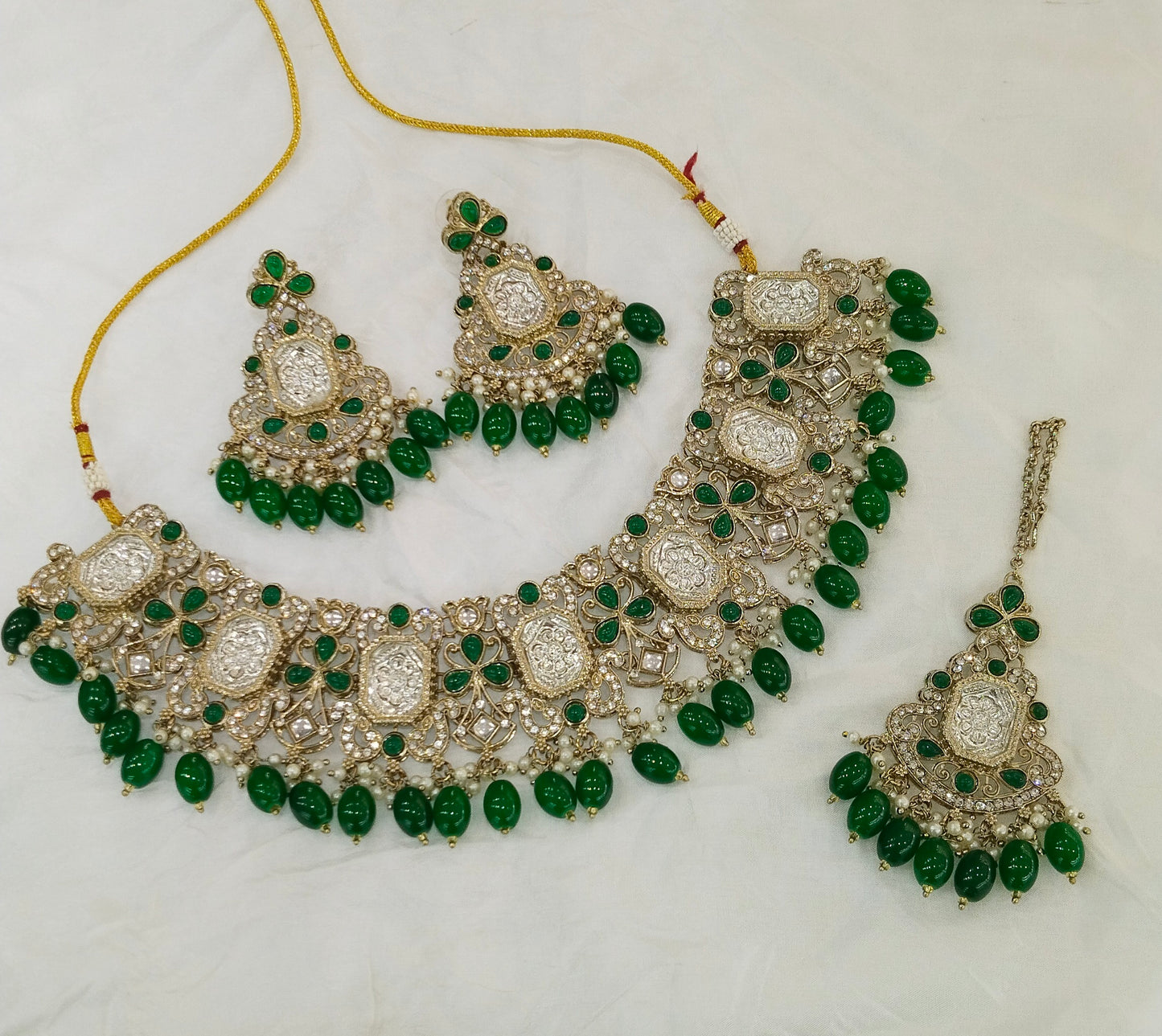 Antique Green Kundan necklace Set/ kundan Indian jewellery kundan Rony sets