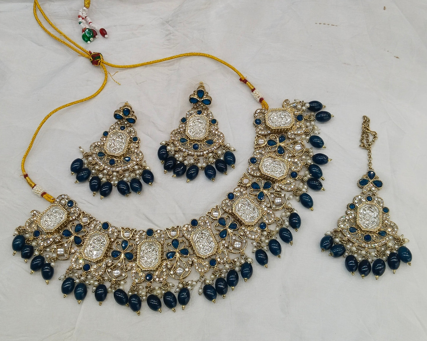 Antique Blue Kundan necklace Set/ kundan Indian jewellery kundan Rony sets
