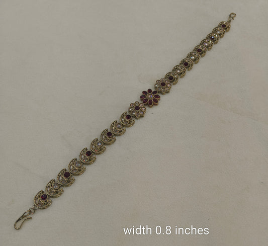 Antique Maroon Headpiece Matha Patti sheesh fool Manha Head Jewellery