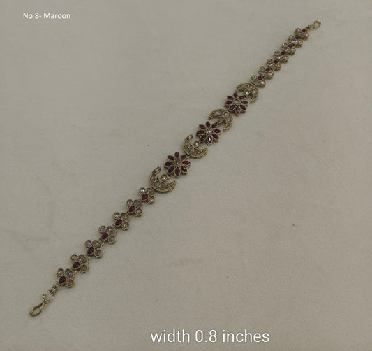 Antique Maroon Headpiece Matha Patti sheesh fool Manha Head Jewellery