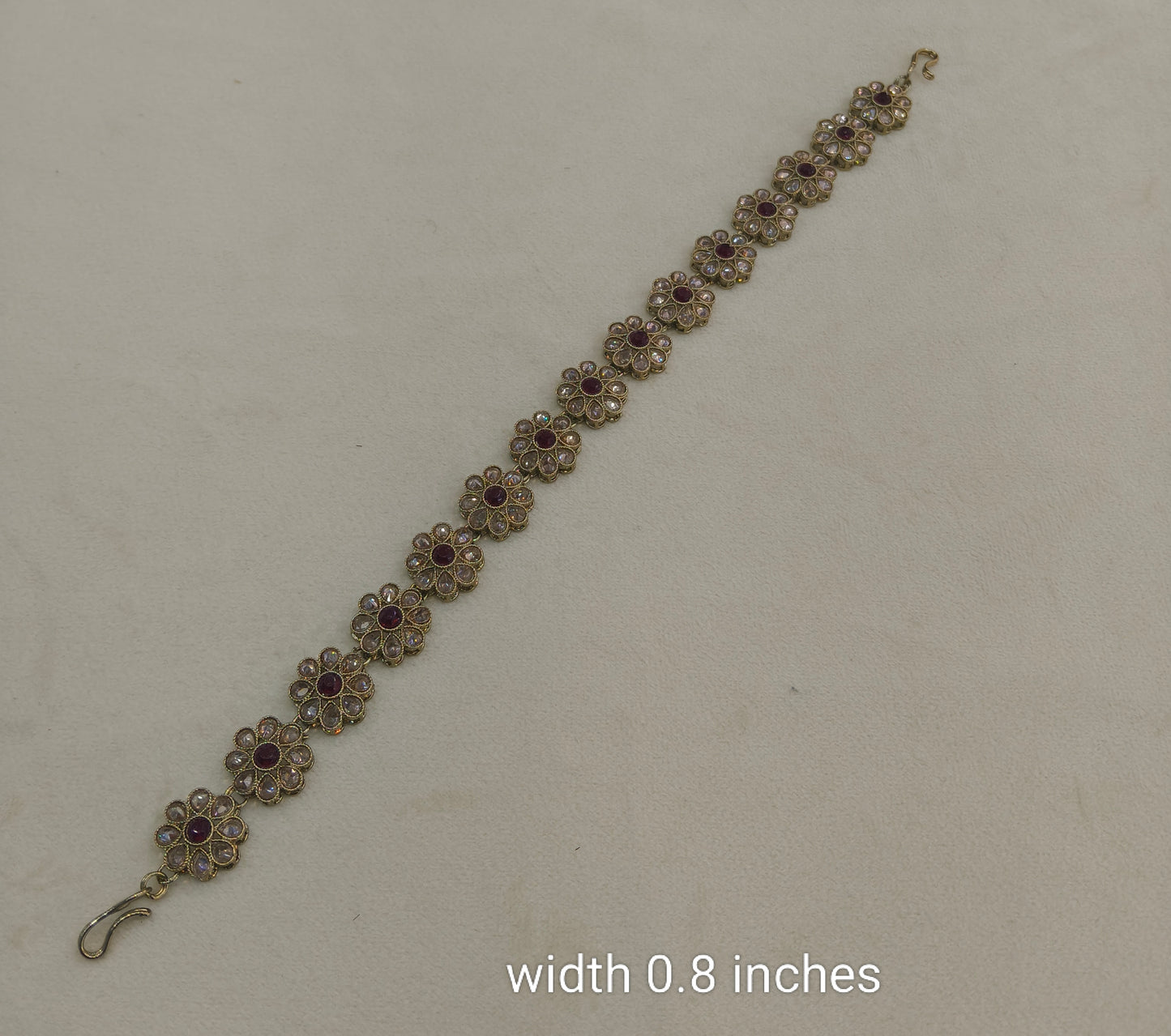 Antique Maroon Headpiece Matha Patti sheesh fool Manha Head Jewellery