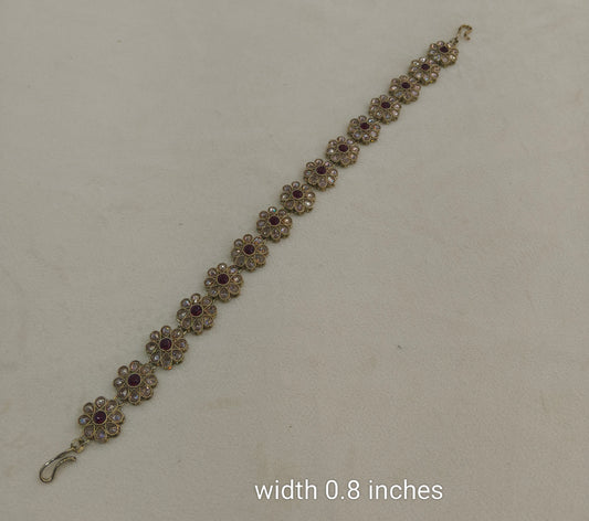 Antique Maroon Headpiece Matha Patti sheesh fool Manha Head Jewellery