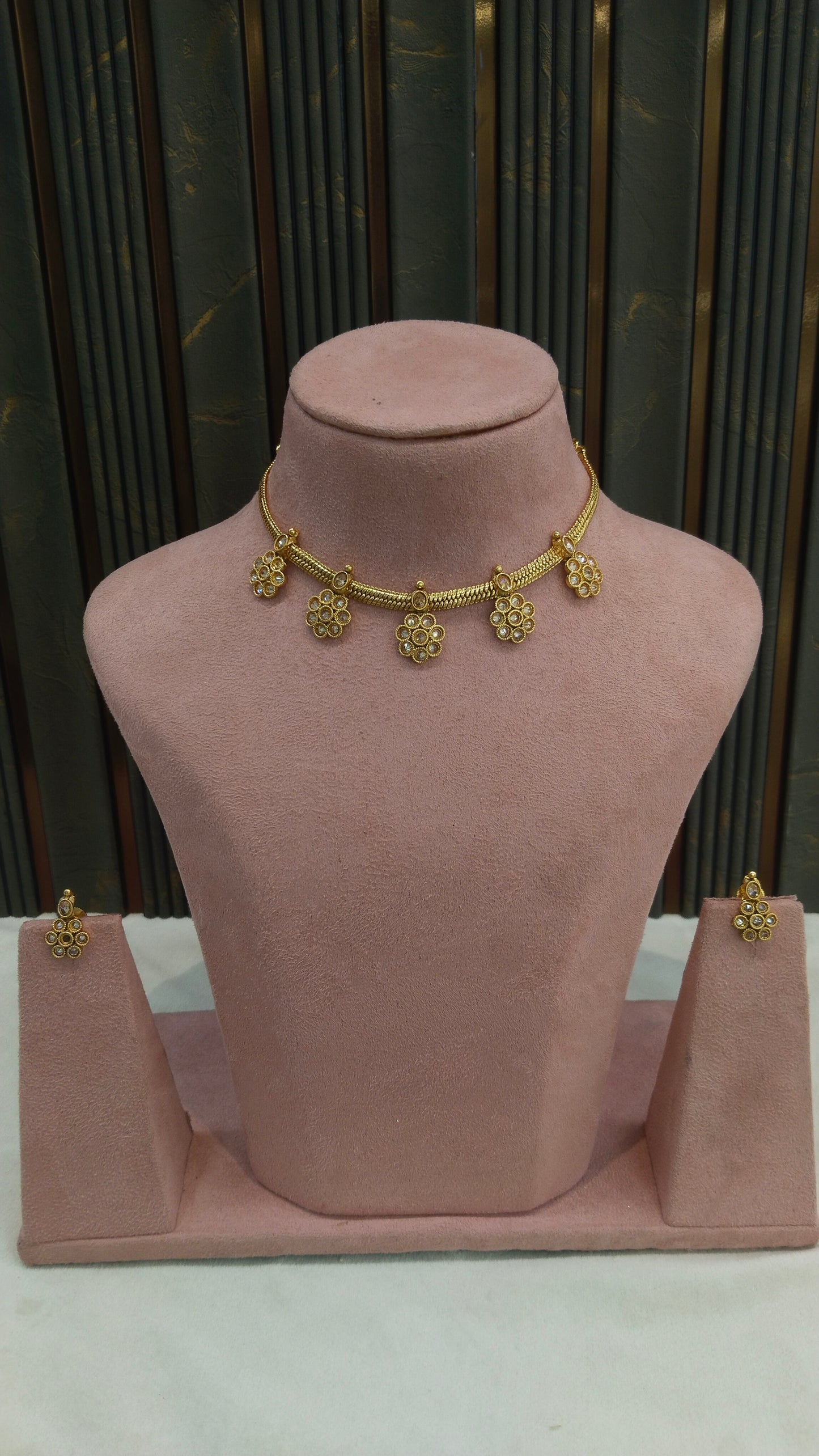 Gold Polki Necklace Jewellery Mansi Set