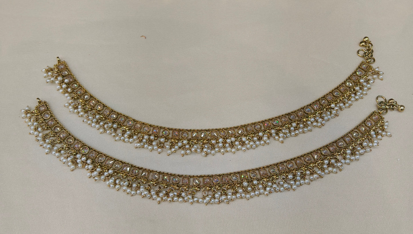 Antique Gold Anklets Jhanjar Payal Heer Indian Jewellery