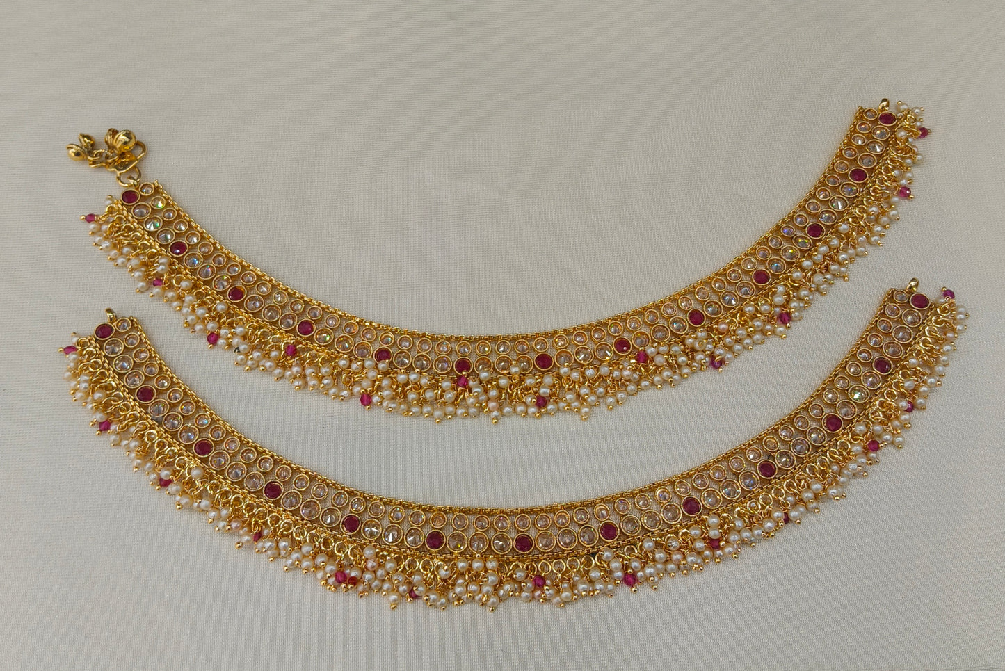Gold Ruby Anklet Jhanjar Payal Heer Indian Jewellery