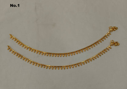 Gold Anklets Jhanjar Payal Indian Taran Jewellery  Set