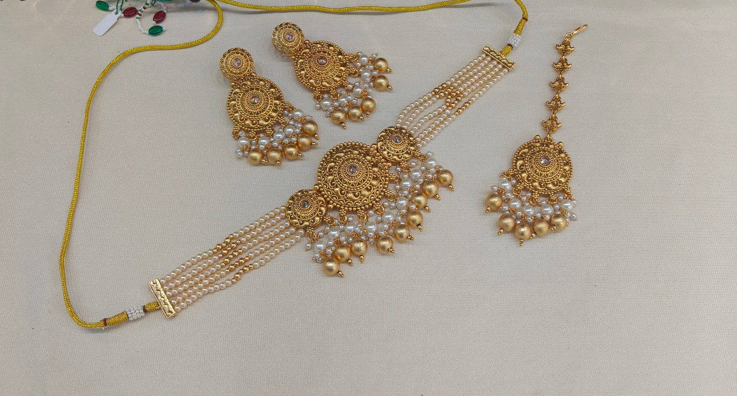 Gold Polki  Necklace Jewellery Lipi Set