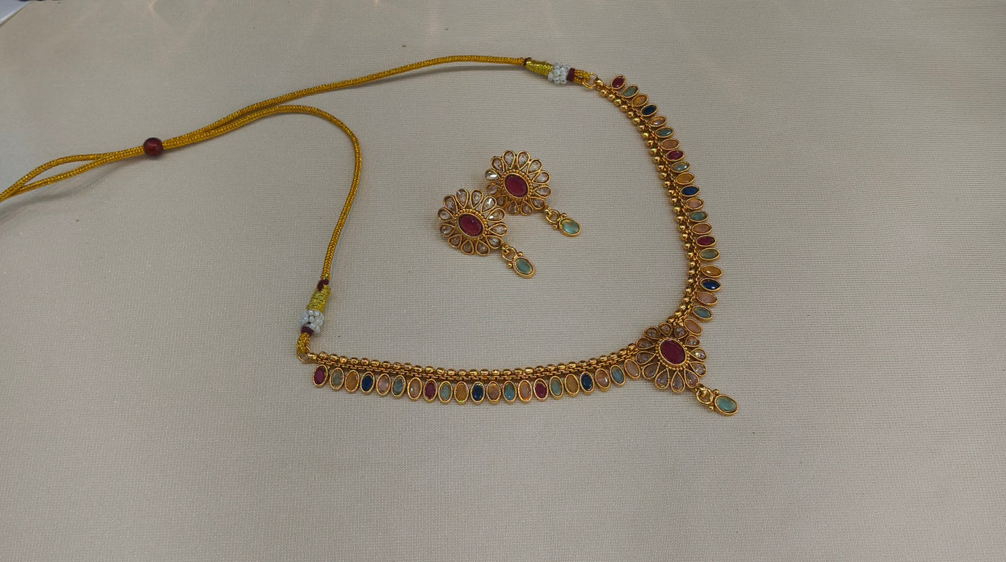 Gold Polki  Necklace Jewellery Juhi Set