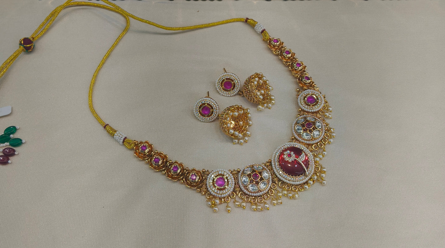 Gold Polki  Necklace Jewellery Juhi Set