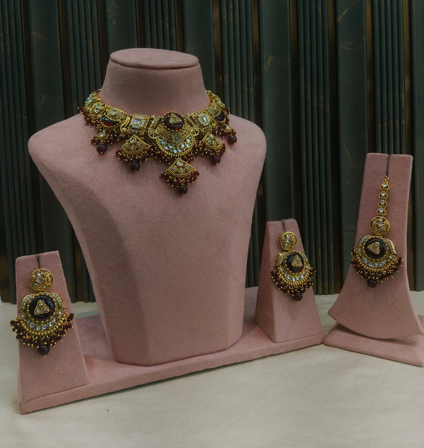 Maroon Kundan necklace Set/ kundan Indian jewellery kundan Sugam sets