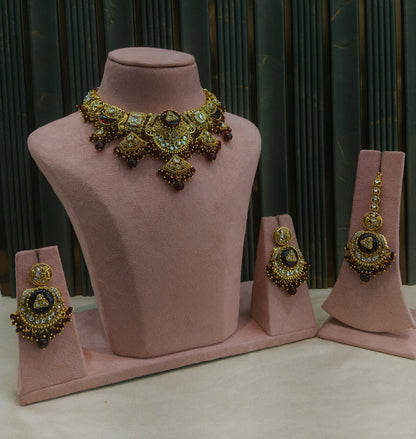 Maroon Kundan necklace Set/ kundan Indian jewellery kundan Sugam sets