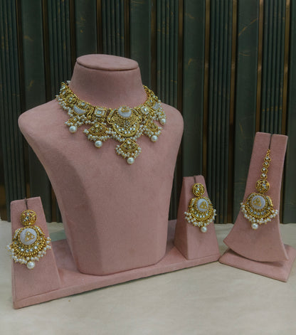White Kundan necklace Set/ kundan Indian jewellery kundan Sugam sets