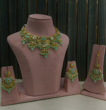 Mint Kundan necklace Set/ kundan Indian jewellery kundan Sugam sets