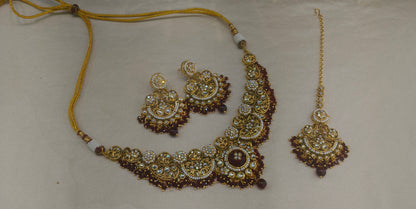 Maroon Kundan necklace Set/ kundan Indian jewellery kundan Amanat sets