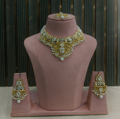 White Kundan necklace Set/ kundan Indian jewellery kundan Gita sets