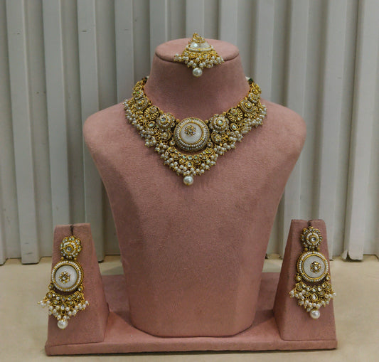White Kundan necklace Set/ kundan Indian jewellery kundan Gori sets
