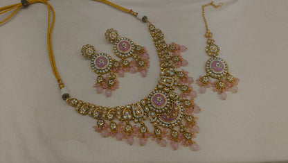 Pink Kundan necklace Set/ kundan Indian jewellery kundan Ravina sets