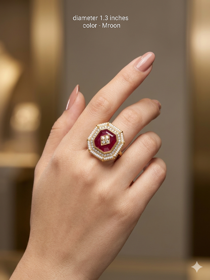 Kundan Adjustable Una Finger Rings