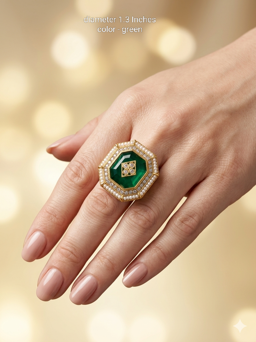 Kundan Adjustable Una Finger Rings