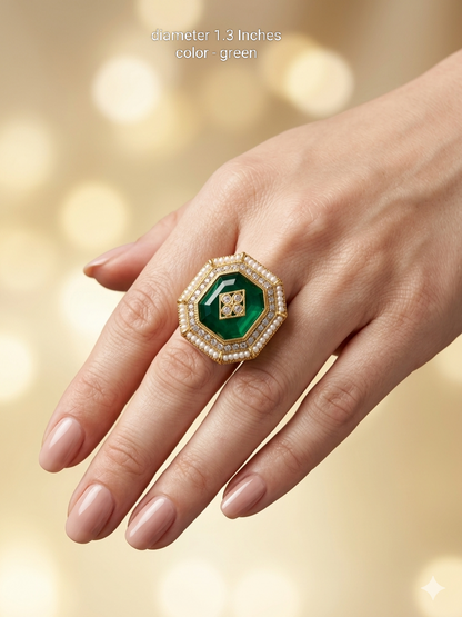Kundan Adjustable Una Finger Rings