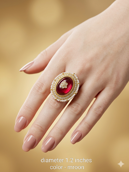 Kundan Adjustable Una Finger Rings
