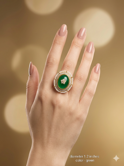 Kundan Adjustable Una Finger Rings