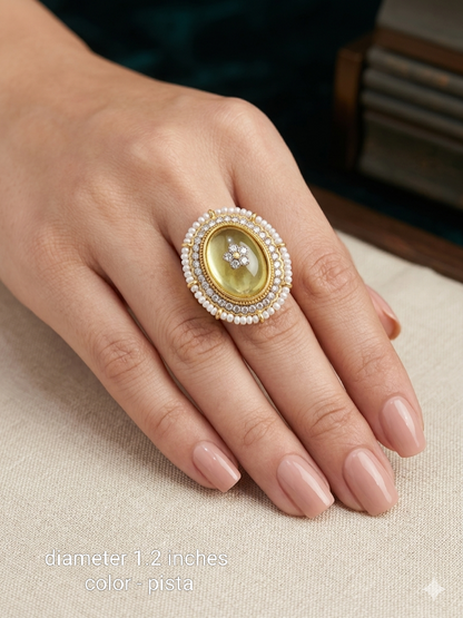 Kundan Adjustable Una Finger Rings