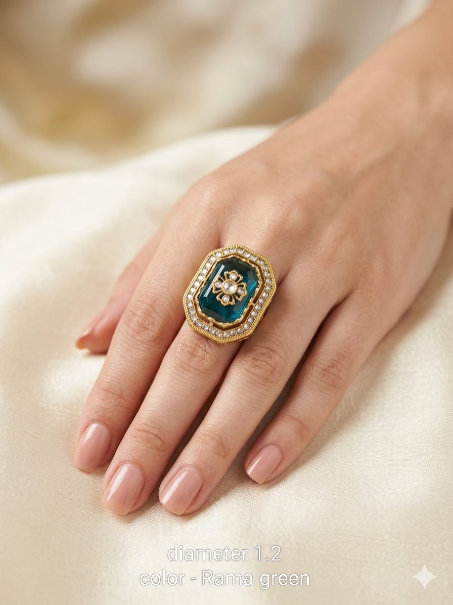 Kundan Adjustable Una Finger Rings