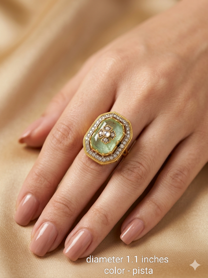 Kundan Adjustable Una Finger Rings