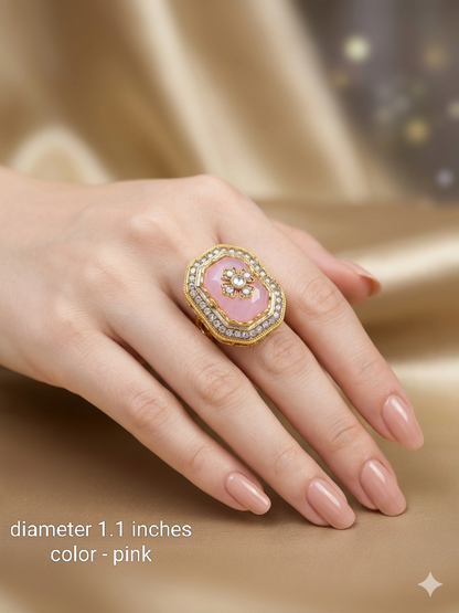 Kundan Adjustable Una Finger Rings