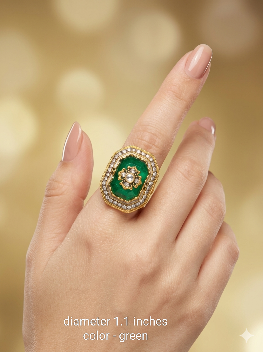 Kundan Adjustable Una Finger Rings