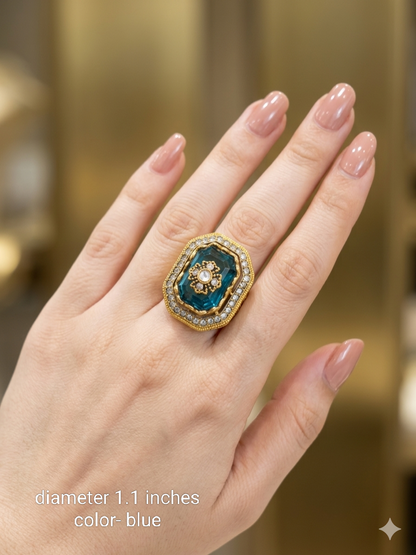 Kundan Adjustable Una Finger Rings