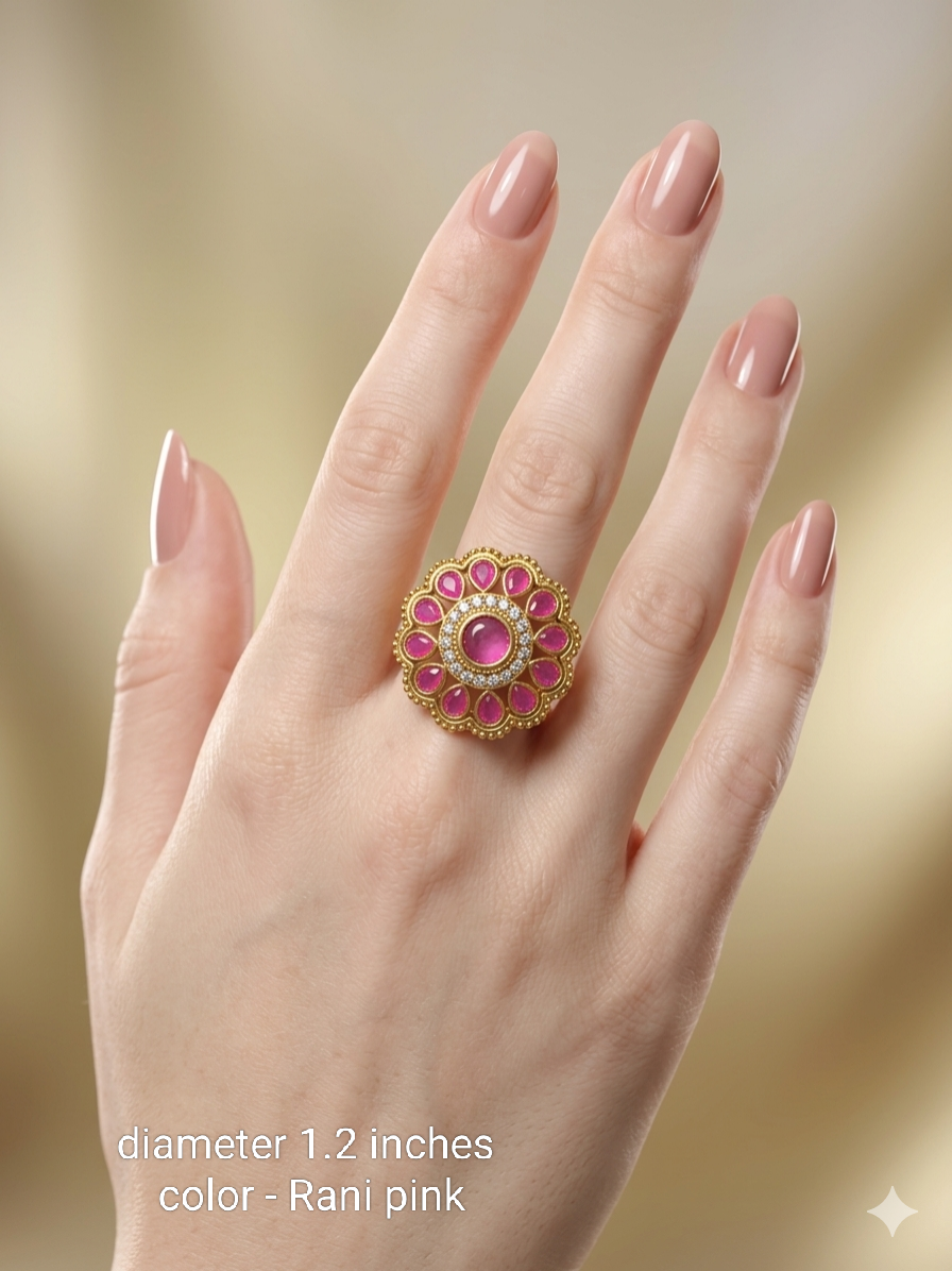Kundan Adjustable Una Finger Rings