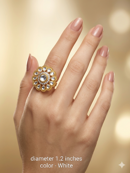 Kundan Adjustable Una Finger Rings
