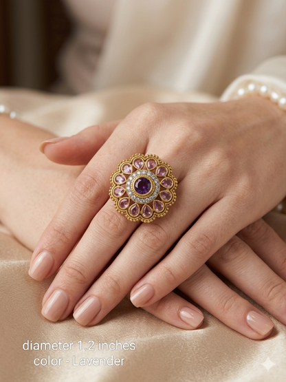 Kundan Adjustable Una Finger Rings