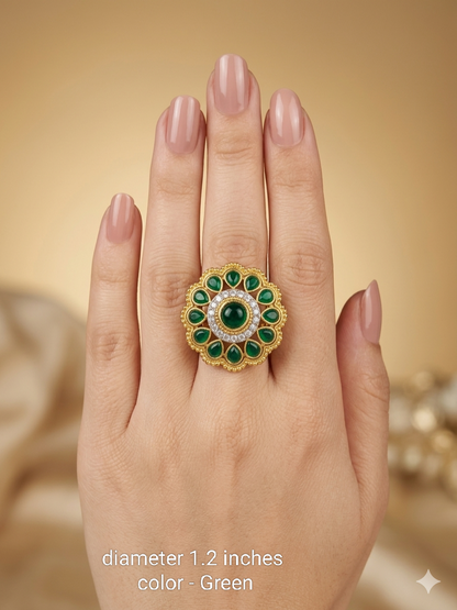 Kundan Adjustable Una Finger Rings