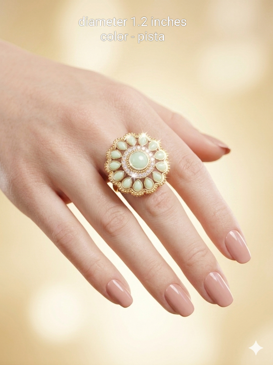 Kundan Adjustable Una Finger Rings