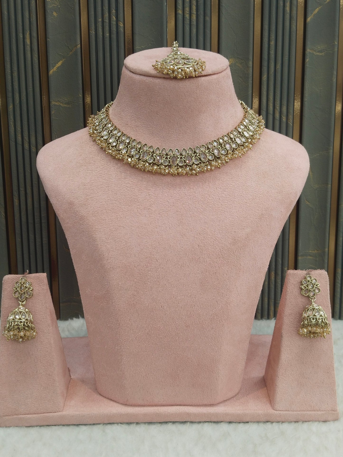 Antique Gold Necklace Indian Jewelry Shuba Set