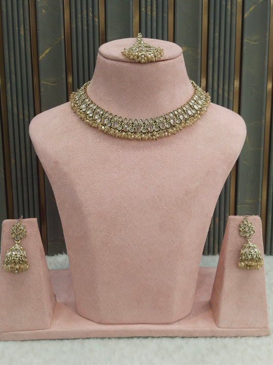 Antique Gold Necklace Indian Jewelry Shuba Set