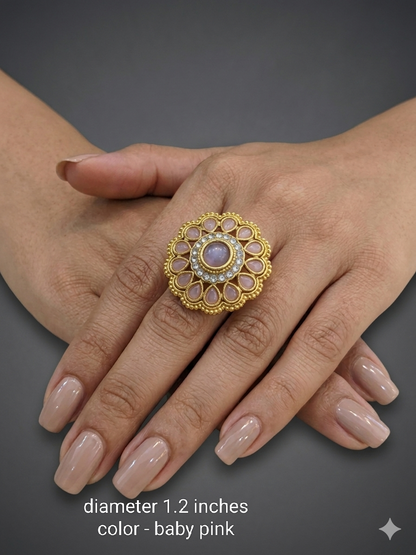 Kundan Adjustable Una Finger Rings