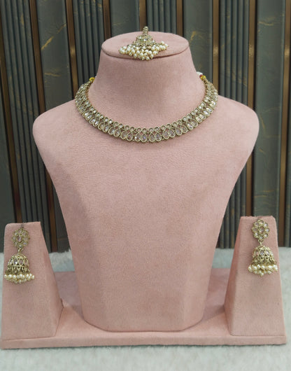 Antique Gold Necklace Indian Jewelry Jasnir Set