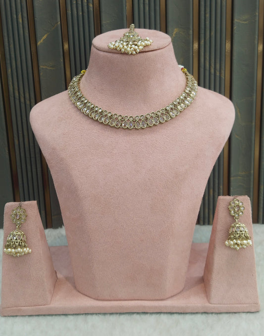Antique Gold Necklace Indian Jewelry Jasnir Set
